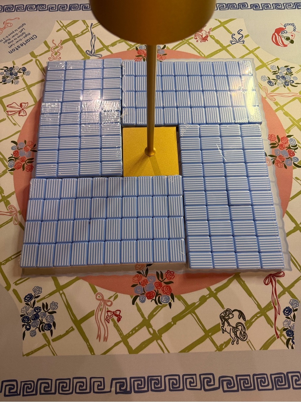 Acrylic Blue and White Mahjong Tiles and MAT Included